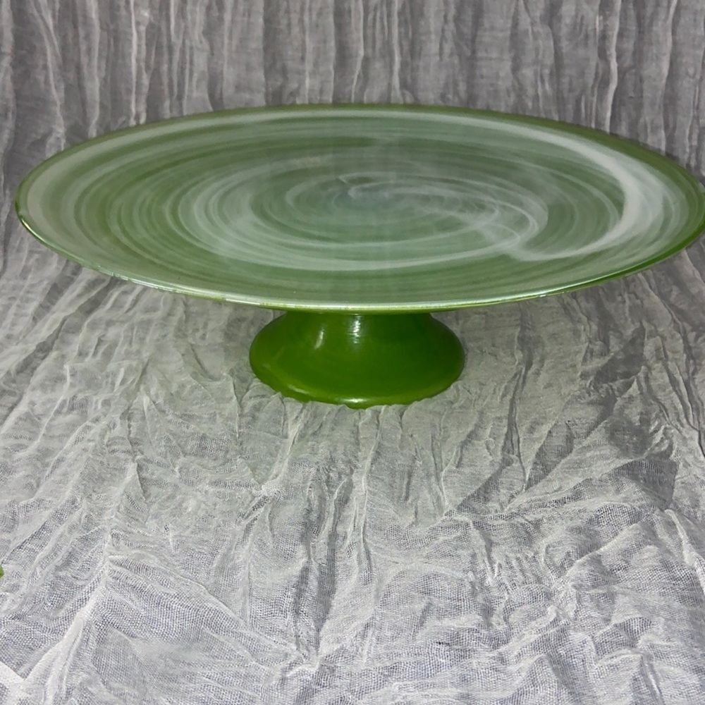 Green & White 12” Cake Stand